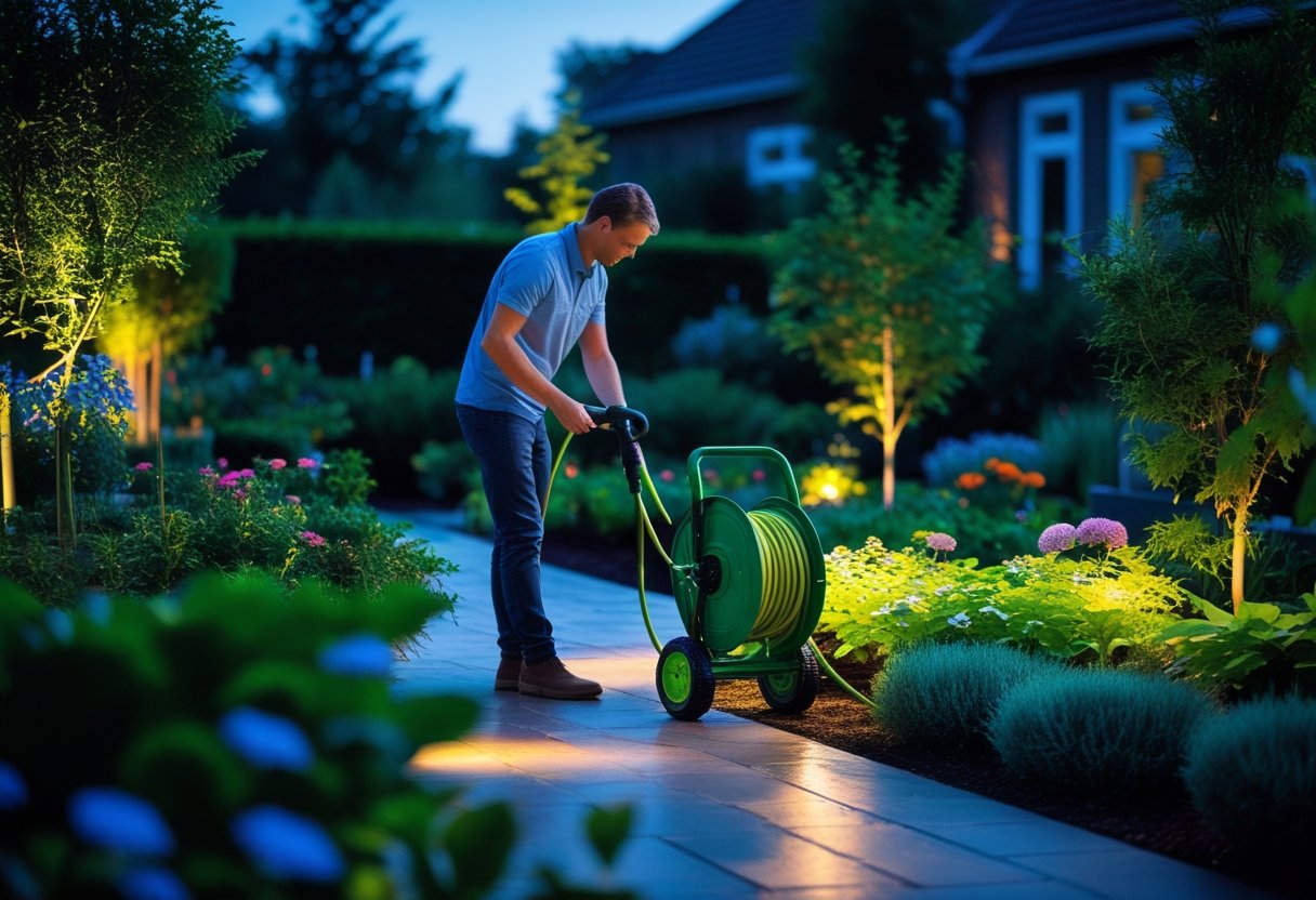 Sådan skaber du den perfekte havebelysning med sensor og holder din have grøn med en slangevogn