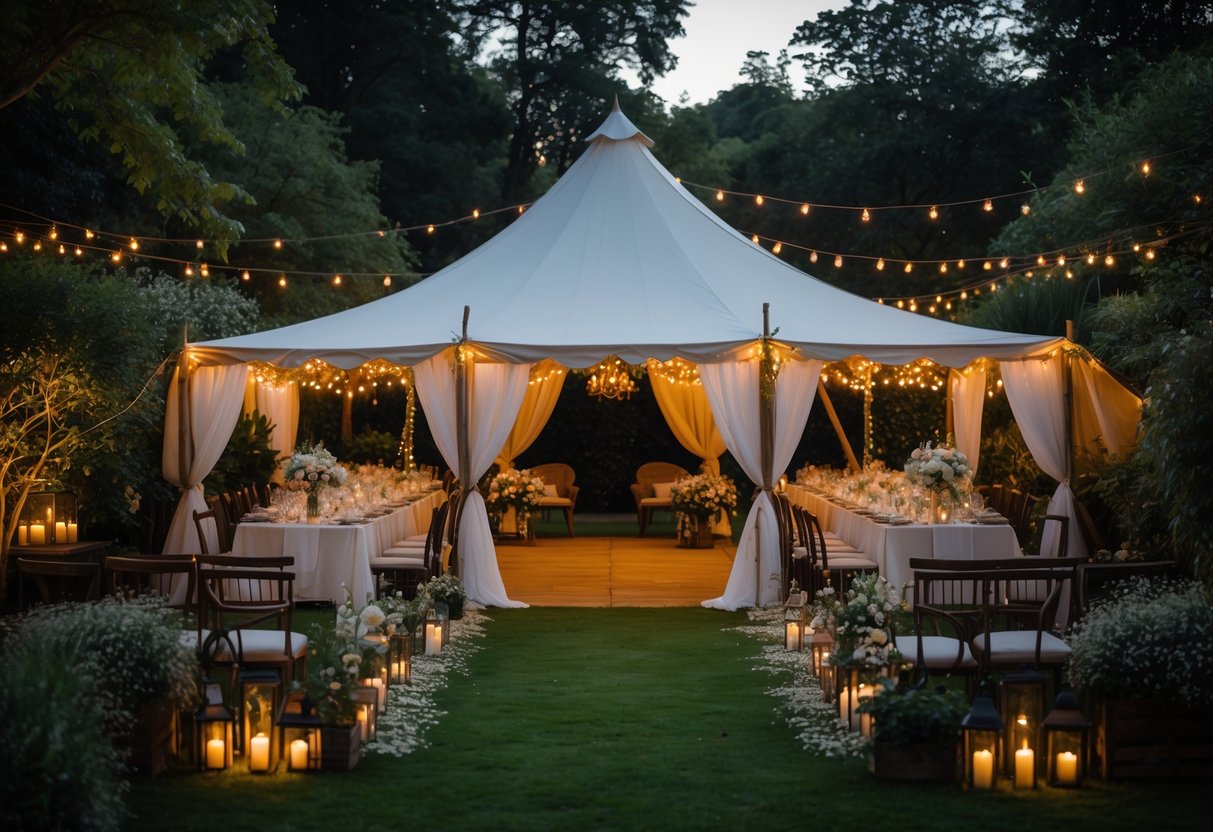 Gør haven klar til en romantisk bryllupsfest med hyggeligt udendørslys uden for bryllupsteltet